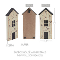 Buzzy Bees Saltbox House with Bee Trails MDF Wall Sign 10x4.5x1