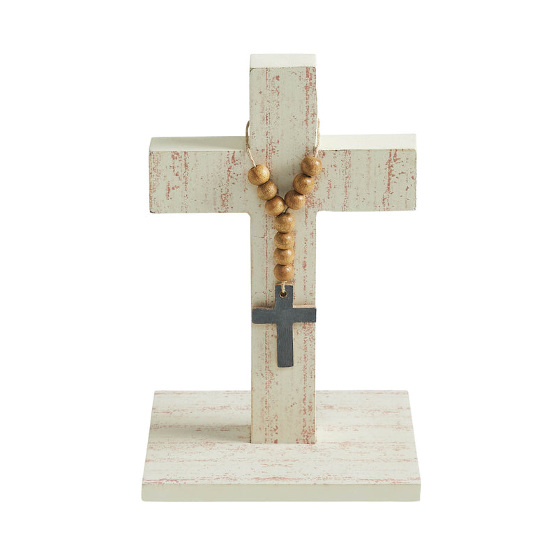 Celebrate Grace MDF Cross w/ Wooden Bead Ornament 9.75x6x5