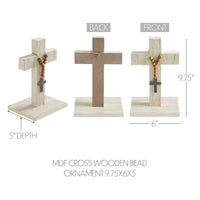 Celebrate Grace MDF Cross w/ Wooden Bead Ornament 9.75x6x5