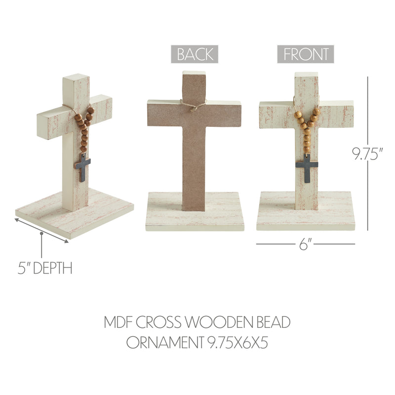 Celebrate Grace MDF Cross w/ Wooden Bead Ornament 9.75x6x5