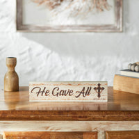 Celebrate Grace He Gave All w/ Crown Of Thorn On Cross MDF Wall Sign 2.75x11x0.75