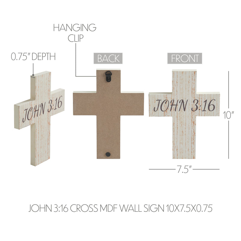 Celebrate Grace John 3:16 Cross MDF Wall Sign 10x7.5x0.75