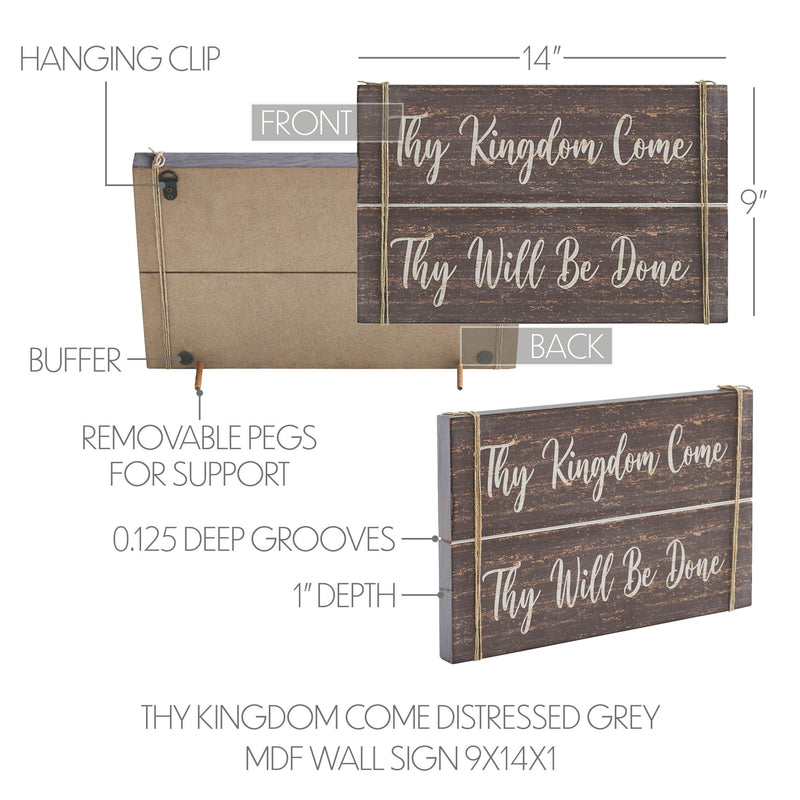 Celebrate Grace Thy Kingdom Come Distressed Grey MDF Wall Sign 9x14x1