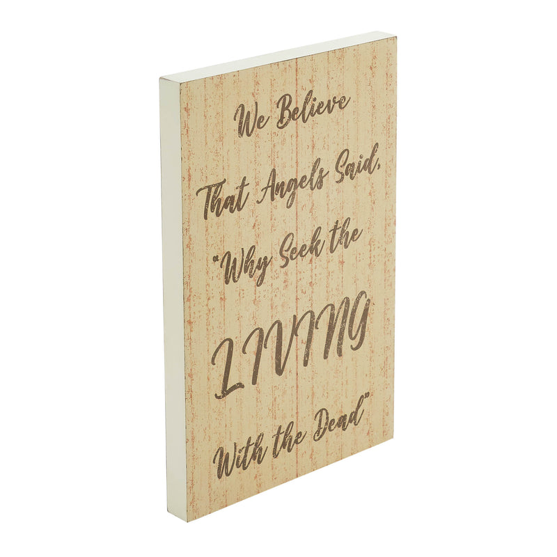 Celebrate Grace We Believe That Angels Said MDF Wall Sign 14x9x1