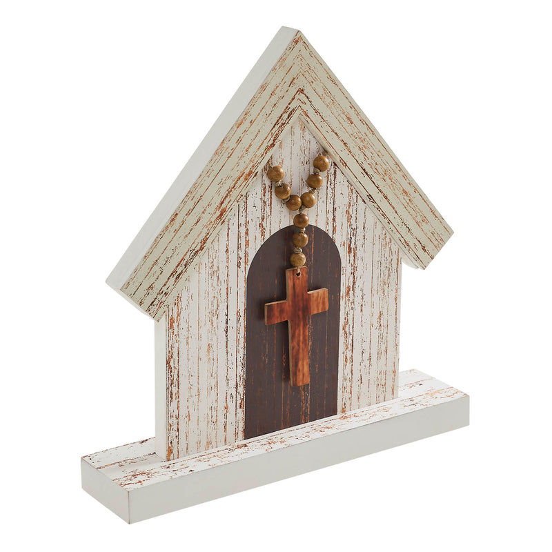 Celebrate Grace MDF Church w/ Beads & Cross 13x12x2.75