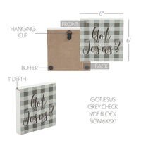 Celebrate Grace Got Jesus Grey Check MDF Block Sign 6x6x1