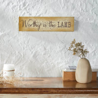 Celebrate Grace Worthy Is The Lamb MDF Wall Sign 4x15x1