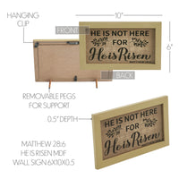 Celebrate Grace Matthew 28:6 He Is Risen MDF Wall Sign 6x10x0.5