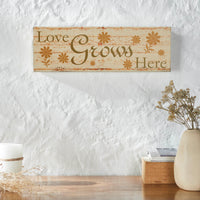 Spring In Bloom Love Grows Here w/ Daisies MDF Wall Sign 5x15x1