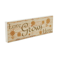 Spring In Bloom Love Grows Here w/ Daisies MDF Wall Sign 5x15x1