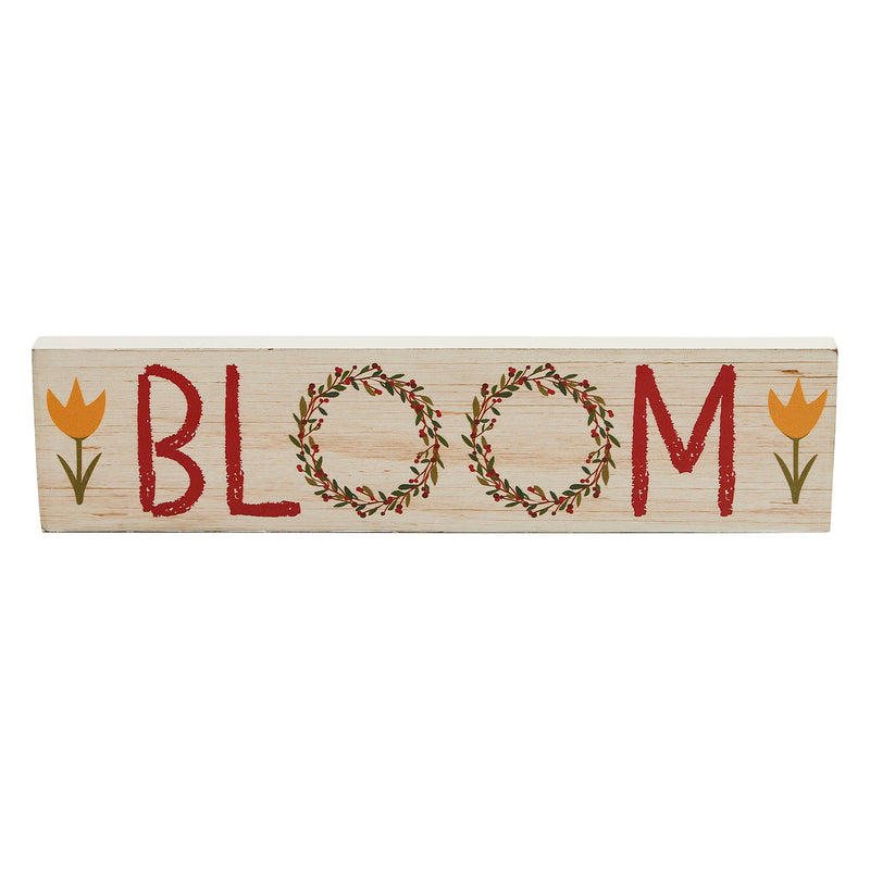 Spring In Bloom Tulips & BLOOM MDF Wall Sign 3x12x0.75