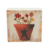 Spring In Bloom Flower Pot w/ Primitive Star MDF Block Sign 5x5x1