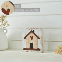 Spring In Bloom Home w/ Red Heart MDF Block Sign 6x6x1