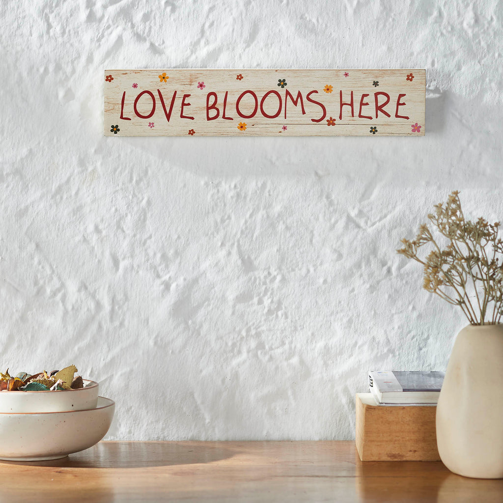 Spring In Bloom Love Blooms Here MDF Wall Sign 3x14x0.75 – Beth's ...