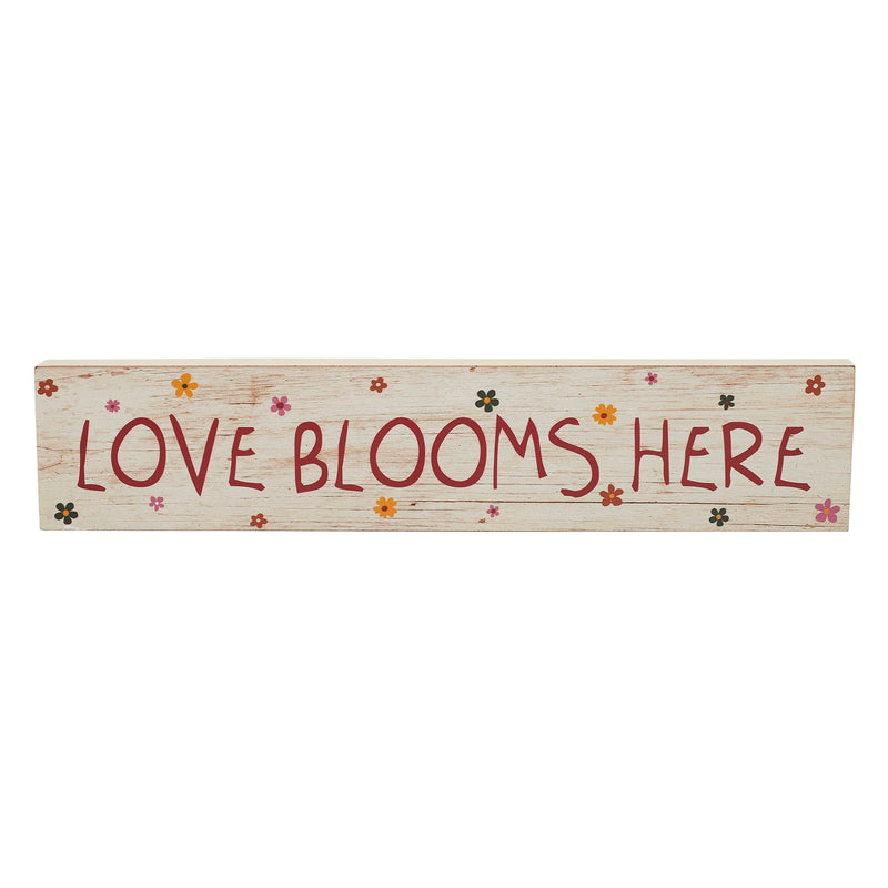 Spring In Bloom Love Blooms Here MDF Wall Sign 3x14x0.75