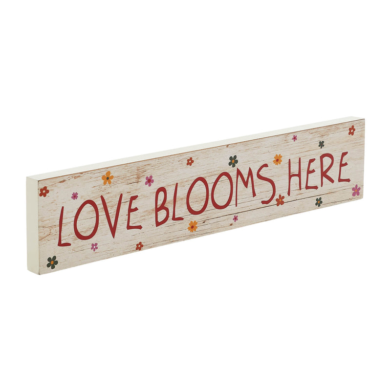 Spring In Bloom Love Blooms Here MDF Wall Sign 3x14x0.75