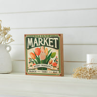 Spring In Bloom Spring Market Flowers Sale MDF Block Sign 8x8x1