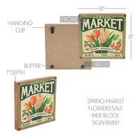 Spring In Bloom Spring Market Flowers Sale MDF Block Sign 8x8x1