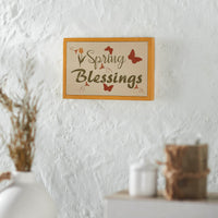 Spring In Bloom Spring Blessings w/ Butterflies MDF Framed Wall Sign 6.5x10x1