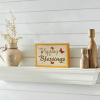 Spring In Bloom Spring Blessings w/ Butterflies MDF Framed Wall Sign 6.5x10x1