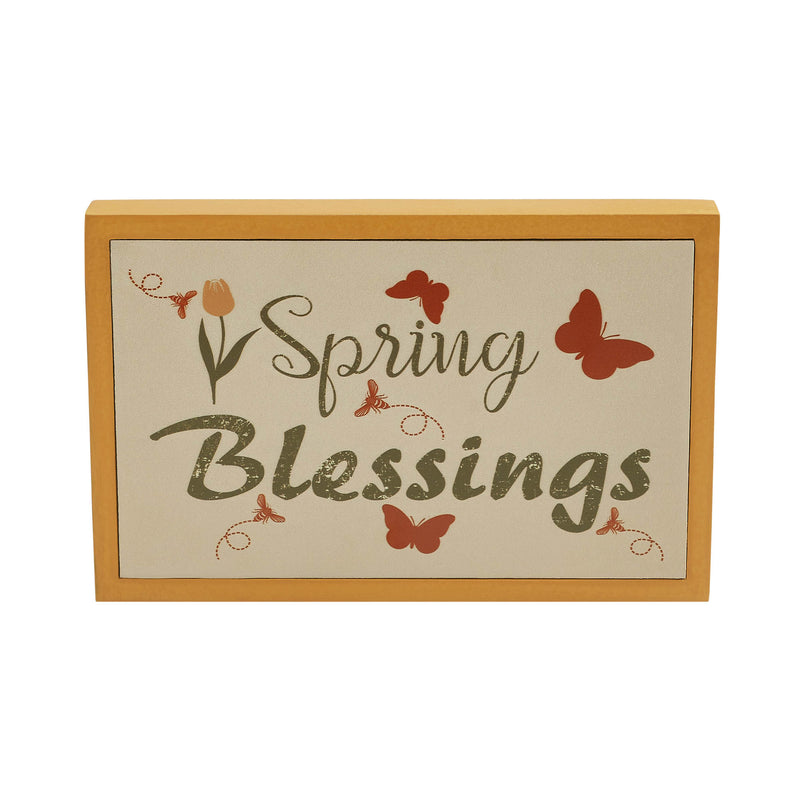 Spring In Bloom Spring Blessings w/ Butterflies MDF Framed Wall Sign 6.5x10x1