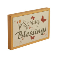 Spring In Bloom Spring Blessings w/ Butterflies MDF Framed Wall Sign 6.5x10x1