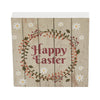 Spring In Bloom Happy Easter w/ Wreath Shiplap MDF Block Sign 5x5x1