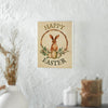 Spring In Bloom Happy Easter Bunny & Eggs In Wreath MDF Wall Sign 10x8x1