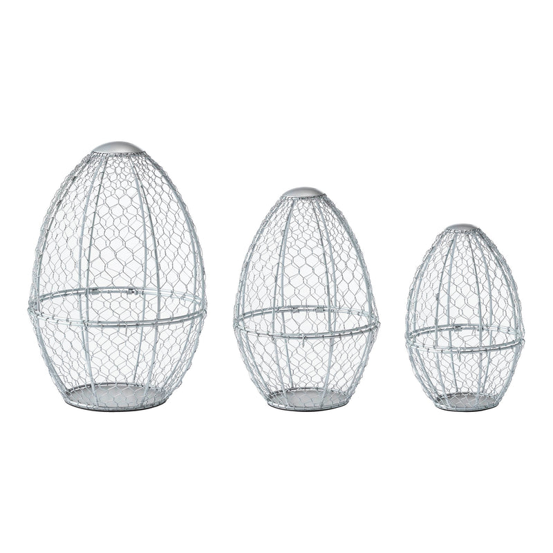 Bunny Hop Chicken Wire Egg Shaped Baskets Set of 3 Sizes