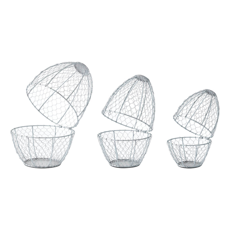 Bunny Hop Chicken Wire Egg Shaped Baskets Set of 3 Sizes