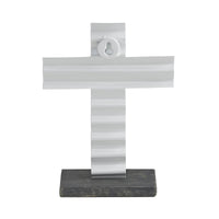 Celebrate Grace Metal Holy Cross w/ Wooden Base 8x6x2.3