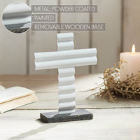 Celebrate Grace Metal Holy Cross w/ Wooden Base 8x6x2.3