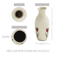 Spring In Bloom Metal Tulip Motif Flower Vase 7x3.25x3.25