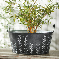 Spring In Bloom Galvanized Metal Debossed Tub 7.25x16x12