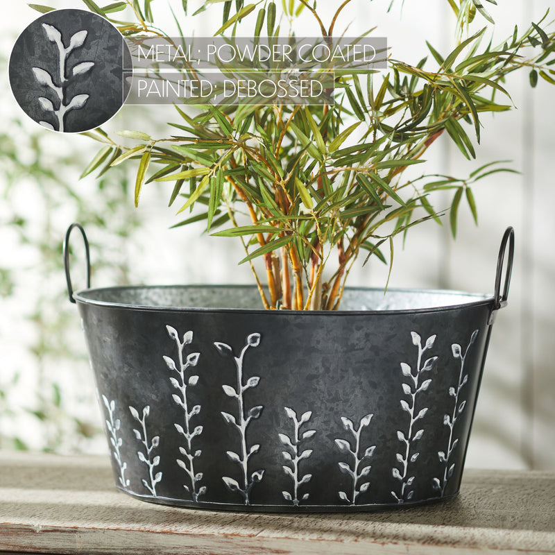 Spring In Bloom Galvanized Metal Debossed Tub 7.25x16x12