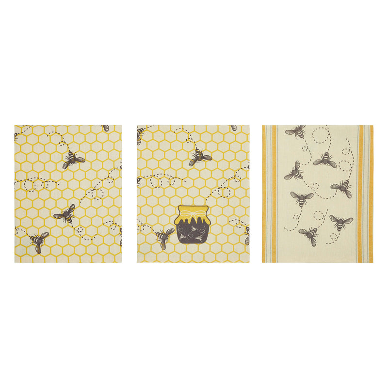 Buzzy Bees Honeypot Tea Towel Set of 3 16x28