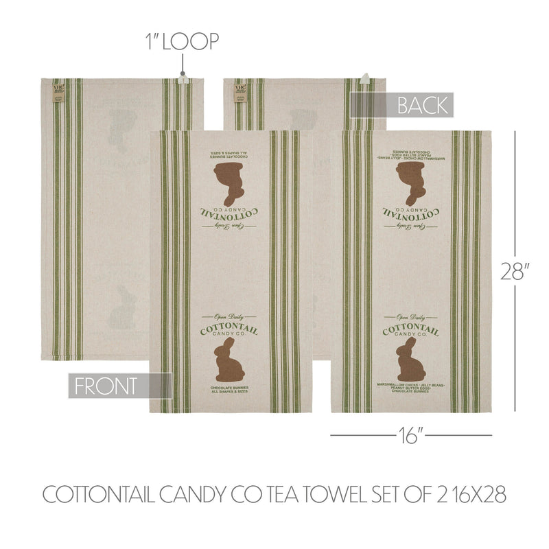 Bunny Hop Cottontail Candy Co Tea Towel Set of 2 16x28