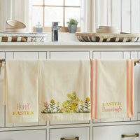 Bunny Hop Floral Bunny & Easter Tea Towel Set of 3 16x28