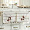 Bunny Hop Silhouette Bunnies w/ Pom Poms Tea Towel Set of 2 16x28