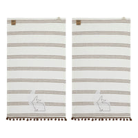 Bunny Hop Silhouette Bunnies w/ Pom Poms Tea Towel Set of 2 16x28