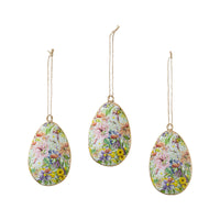 Spring In Bloom Metal Floral Egg Ornament Set of 3 4x2.5 **BACKORDERED UNTIL JANUARY 2025**