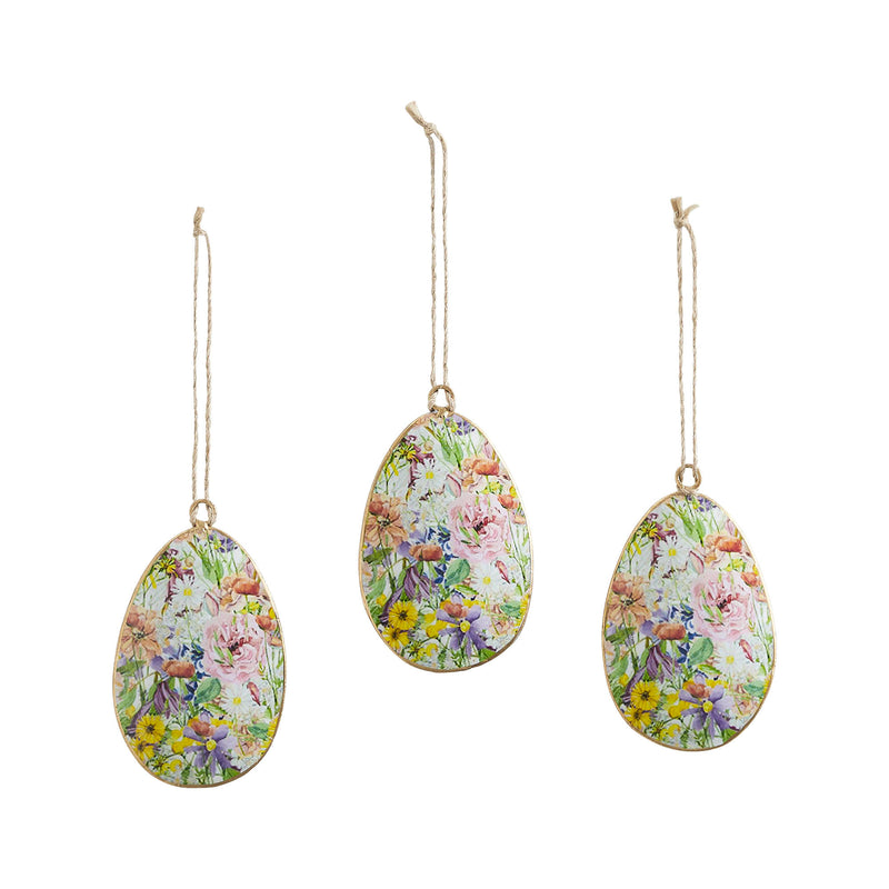 Spring In Bloom Metal Floral Egg Ornament Set of 3 4x2.5 **BACKORDERED UNTIL JANUARY 2025**