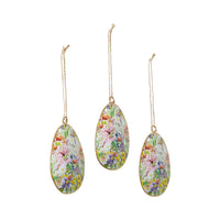 Spring In Bloom Metal Floral Egg Ornament Set of 3 4x2.5 **BACKORDERED UNTIL JANUARY 2025**