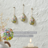 Spring In Bloom Metal Floral Egg Ornament Set of 3 4x2.5 **BACKORDERED UNTIL JANUARY 2025**