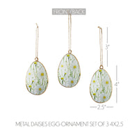 Spring In Bloom Metal Daisies Egg Ornament Set of 3 4x2.5 **BACKORDERED UNTIL JANUARY 2025**