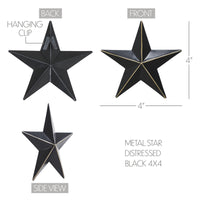 Metal Star Distressed Black 4x4