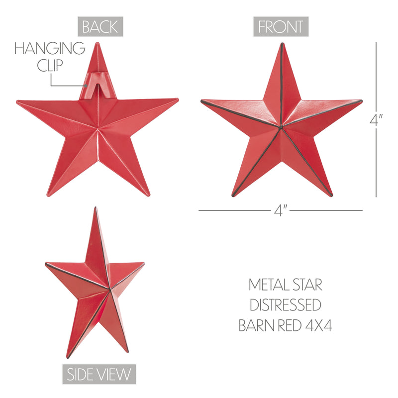 Metal Star Distressed Barn Red 4x4