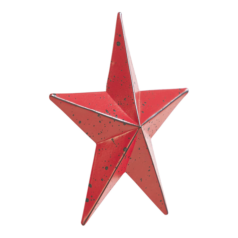 Metal Star Speckled Distressed Barn Red 4x4