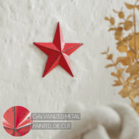 Metal Star Speckled Distressed Barn Red 4x4