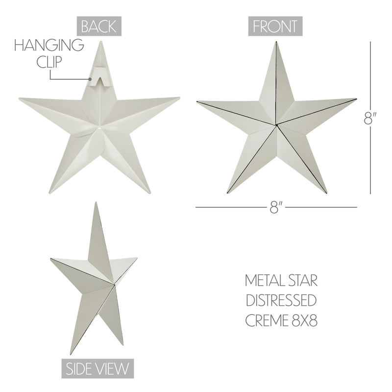 Metal Star Distressed Creme 8x8